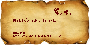 Miklóska Alida névjegykártya